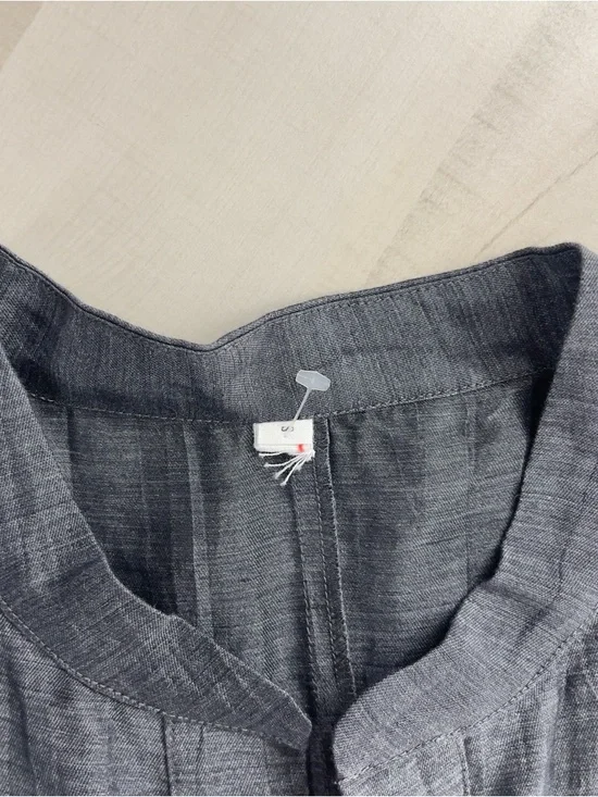 nwot NUTHATCH lagenlook linen blend shine gray sleeveless dress artsy S - Picture 3 of 5